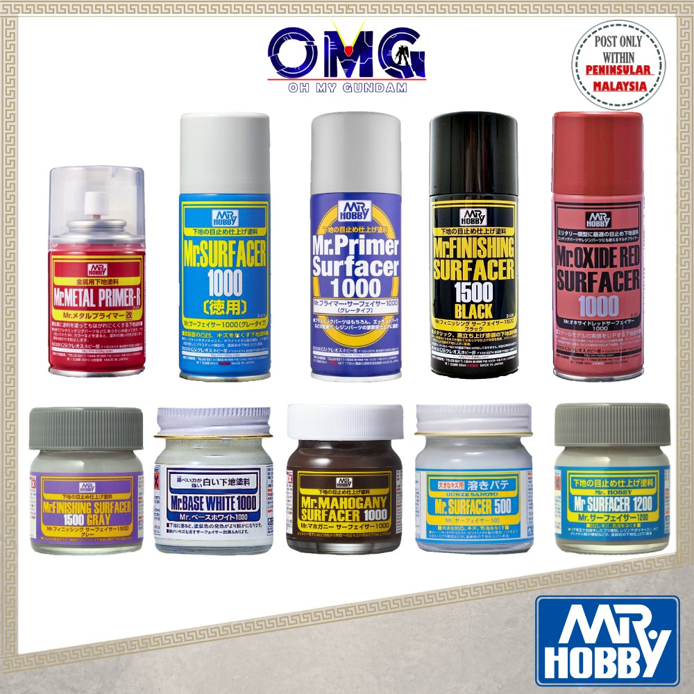 Mr. Mr Hobby Mr Base Grey Black White Surfacer Mahogany Metal Primer