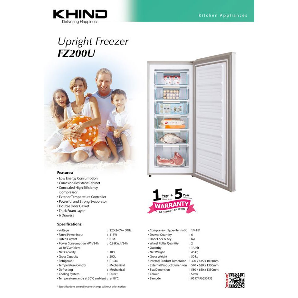 KHIND UPRIGHT FREEZER 200L(FZ200U) Shopee Malaysia