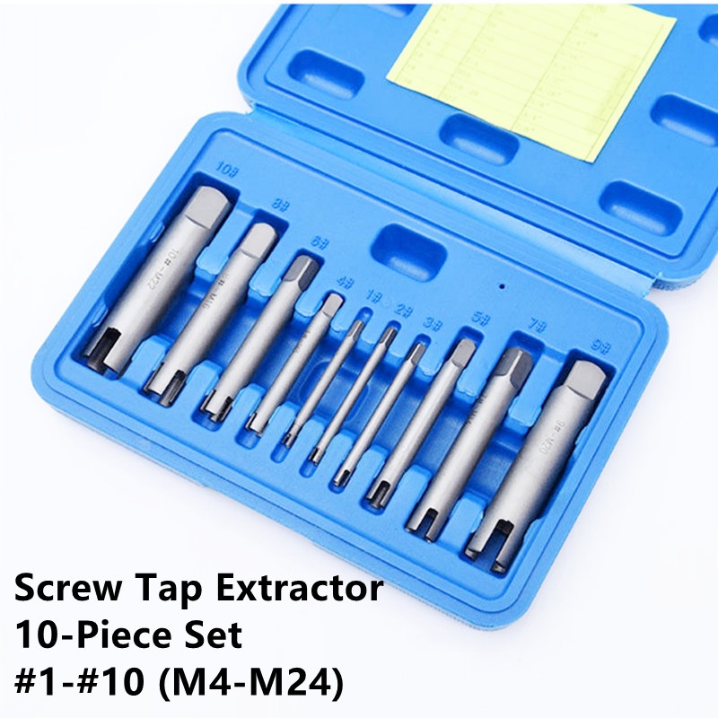 10PCS Screw Tap Extractor Set M4M24 Damaged Screw Tap Remover Alloy