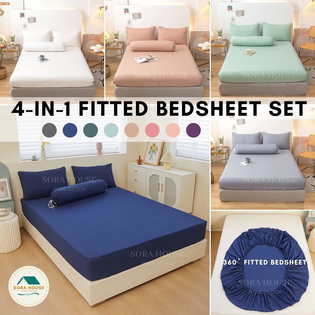 [BBP1] PLAIN COLOR COTTON CADAR BEDSHEET SET CADAR MURAH GETAH