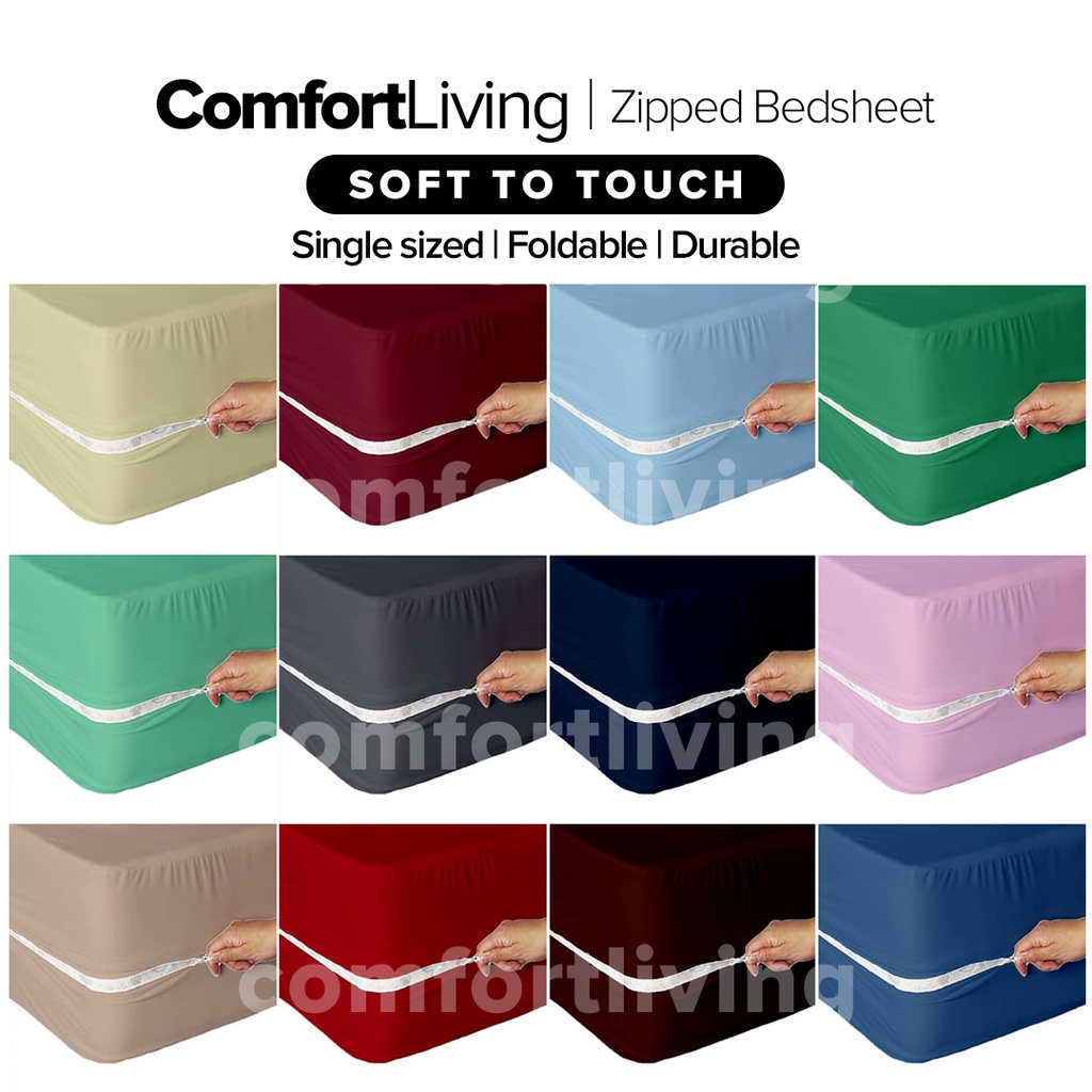 Single Mattress Cover with zip foldable (4inch) bedsheet zip cover