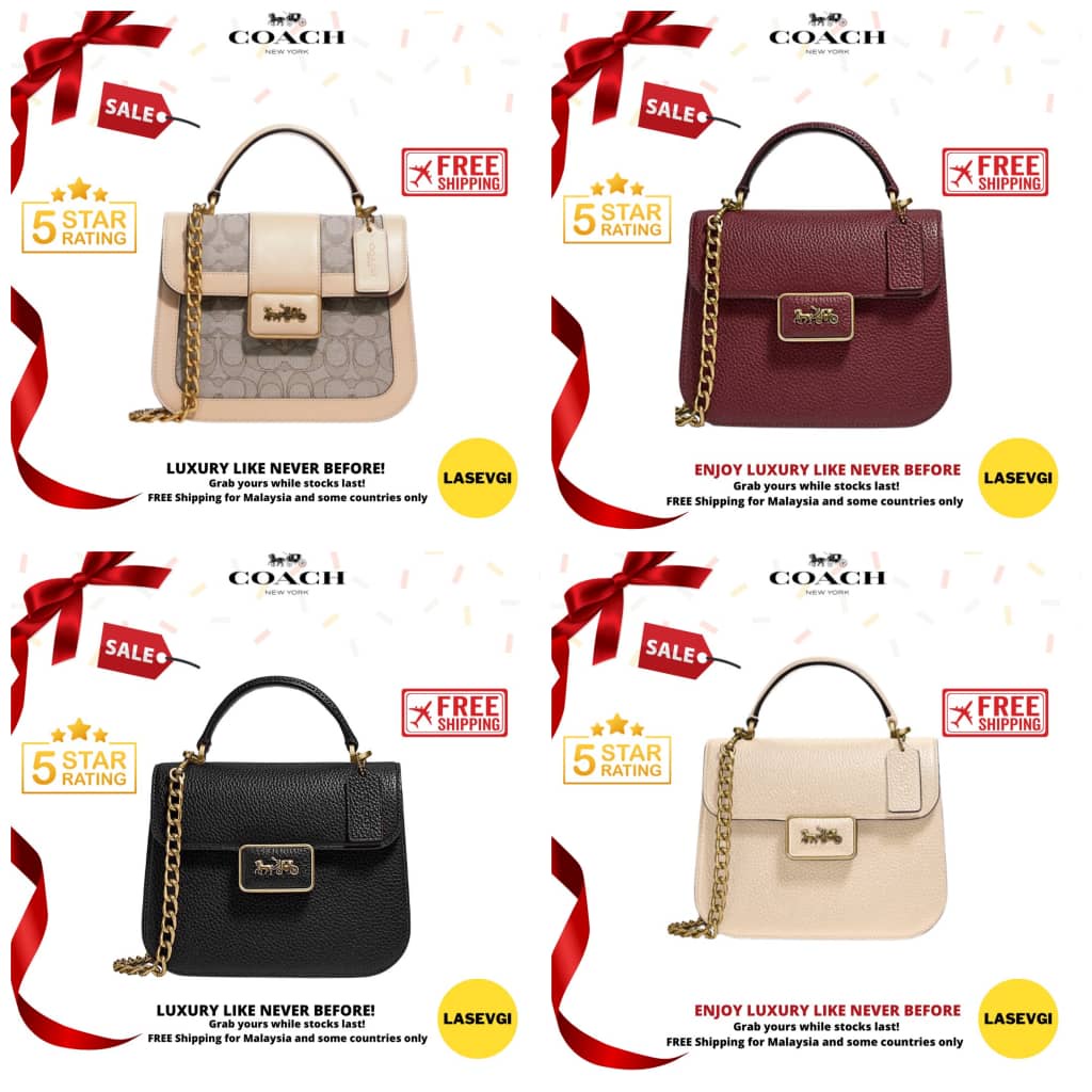 Original SALE! COACH Alie Top Handle Bag Black Maroon Ivory