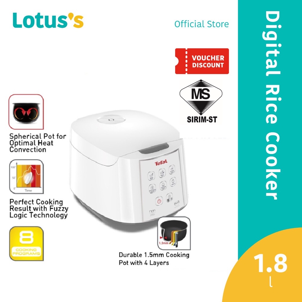 Tefal Fuzzy Logic Jar Digital Rice Cooker (1.8L) TEFRK7321 Shopee