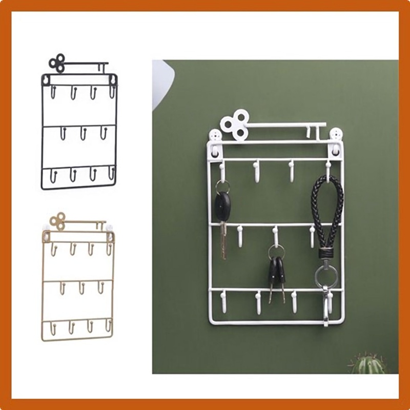 Iron Art Key Holder Wall Mount Key Rack 11 Hooks Metal Home decor rak