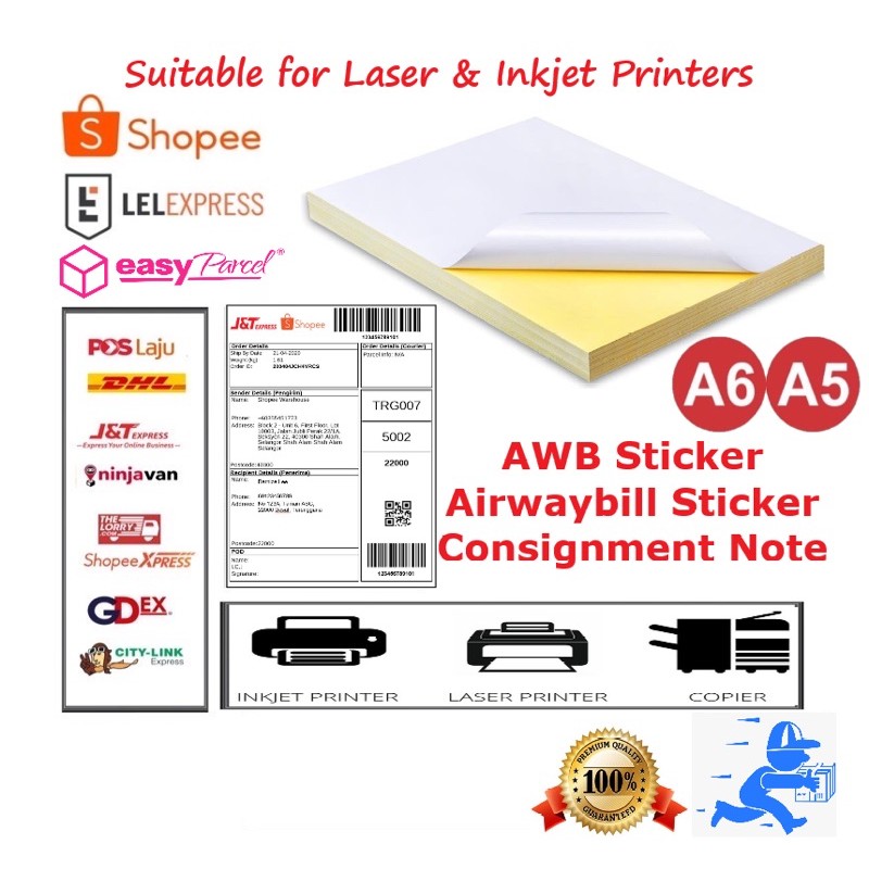 AWB Airwaybill A5 A6 Sticker Paper Consignment Notes Shipping Sticker