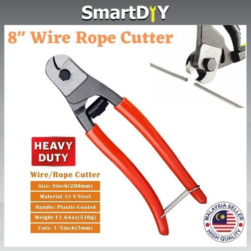 8" (200mm) HEAVY DUTY Steel Wire Rope Snip Cut for Wire Rope Stainless
