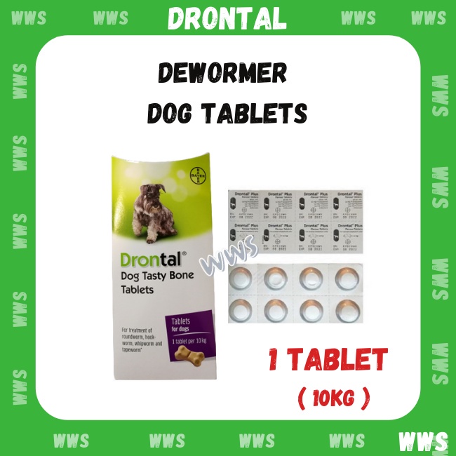 Drontal For dog Deworm Tablet ( 1 tablet for 10kg ) 1 Tablet ( No Box