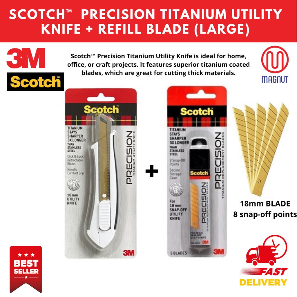 3M Scotch Precision Titanium Utility Knife Blade Multipurpose Home