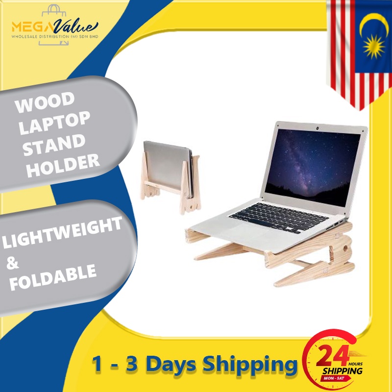 READY STOCK Reinforced Wood Laptop Stand Holder Increased Height