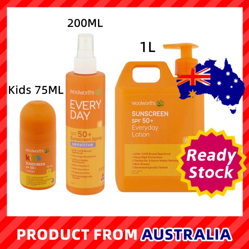 Woolworths Sunscreen SPF50+ 1L Australian Family Durable Waterproof And