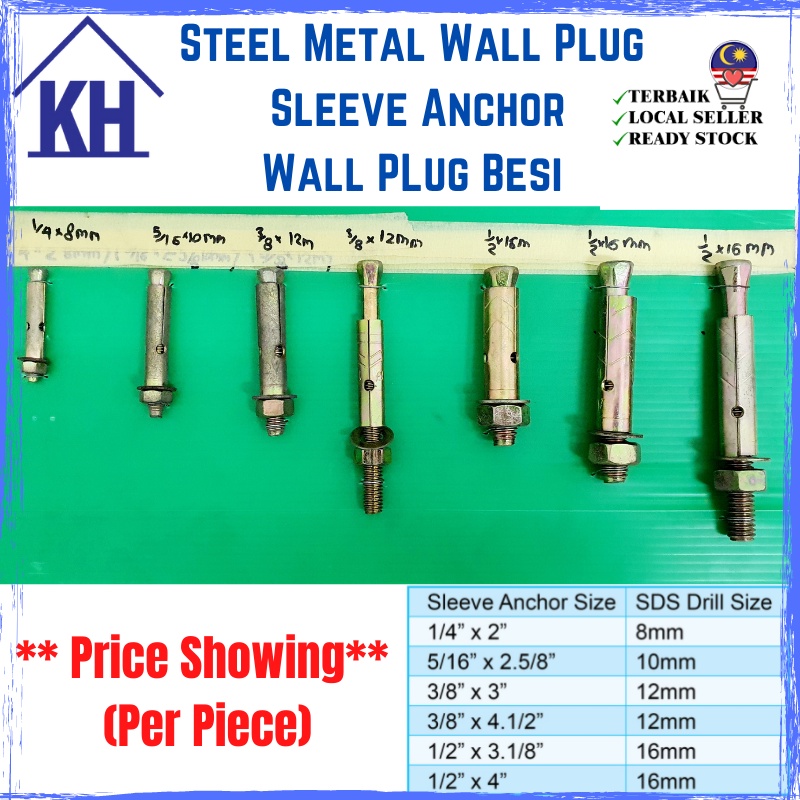 [ 5/8"X5" & 3/4"X6" ] Sleeve Anchor / Steel Metal Wall Plug BIG SIZE