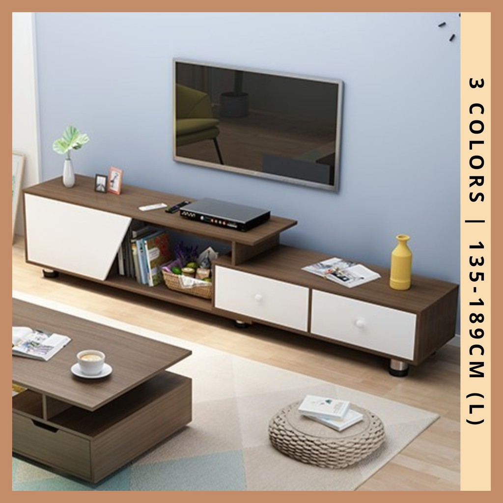 *Modern Extendable TV with Shelves and Drawers [1007] Shopee