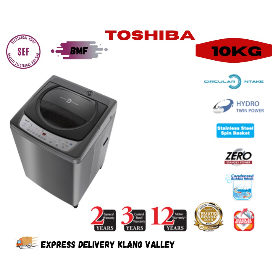 [DELIVERY KLANG VALLEY ONLY] TOSHIBA WASHING MACHINE 10KG AWH1100GM