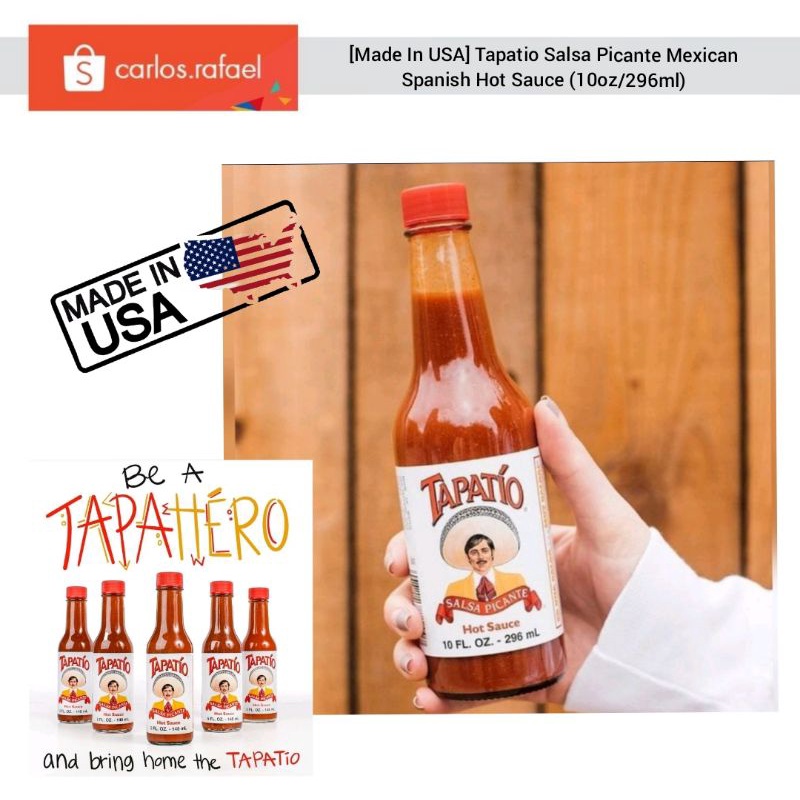 USA Tapatio Salsa Picante Mexican Spanish Hot Sauce (10oz/296ml