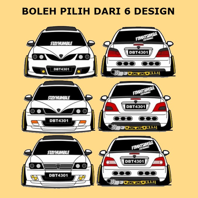 Sticker Kereta Proton Waja. Pelbagai pilihan design dan juga warna