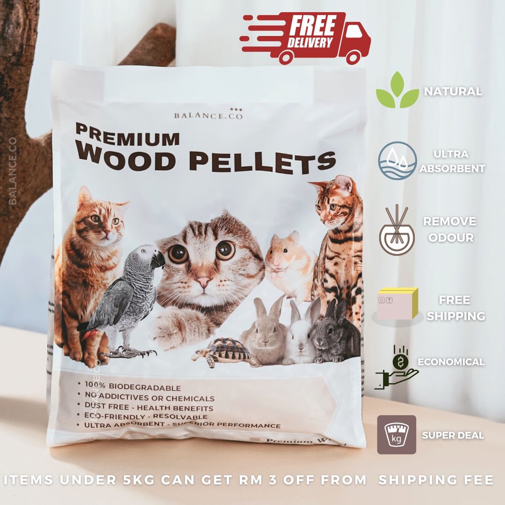 Balance.co 10L Premium Pine Wood Pellets Cat Litter Pet Bedding 5KG 松木托盘猫砂 Pellet Pallet Kayu