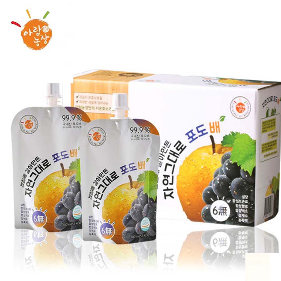 Aram Farm Natural Baby Juice 99.9 100ml X40packs Korean Fresh Grape