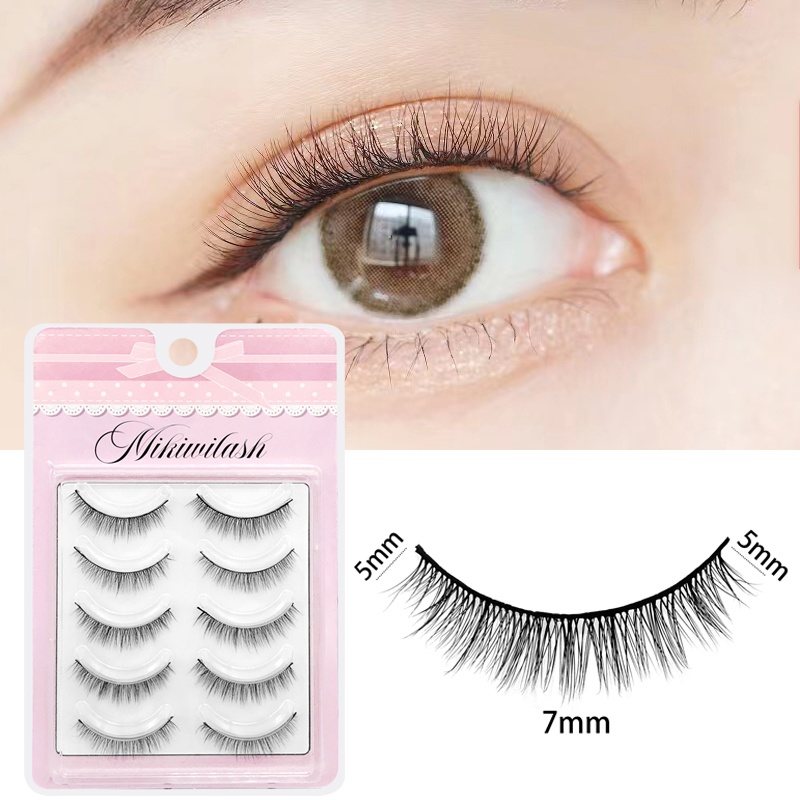 False Eyelashes With Glue Natural Eyelashes 5 Pairs Short Style Fake