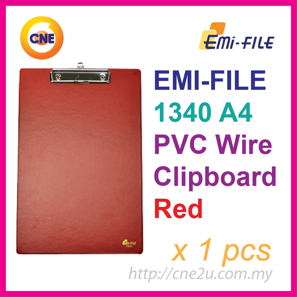 EMIFILE 1340 PVC Wire Clipboard (Random Colour) / Papan Klip / Papan