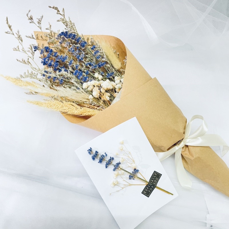 Vintage Lavender Dried Flower Bouquet With Dried Flower Cards Shopee