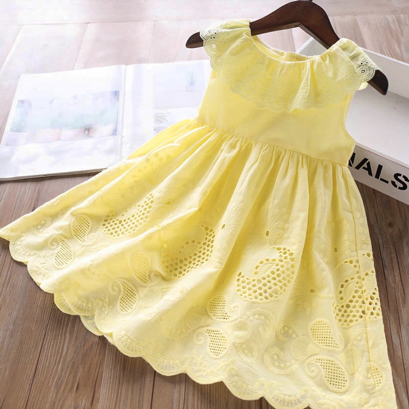 Girls Yellow Dress Baby Lace Dresses Kids Sleeveless Dress Shopee