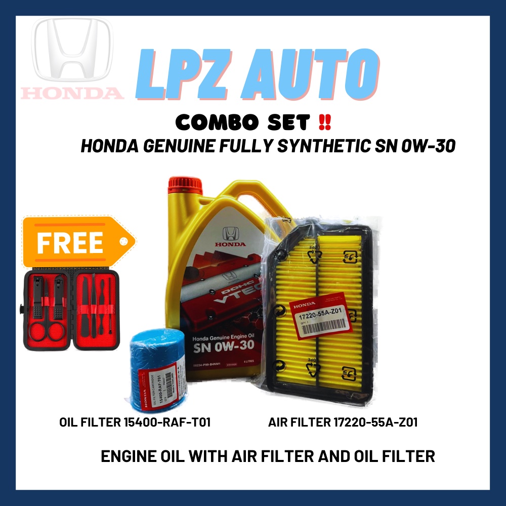 Honda Genuine Fully Synthetic SN 0W30 Engine Oil+Honda Oil Filter And