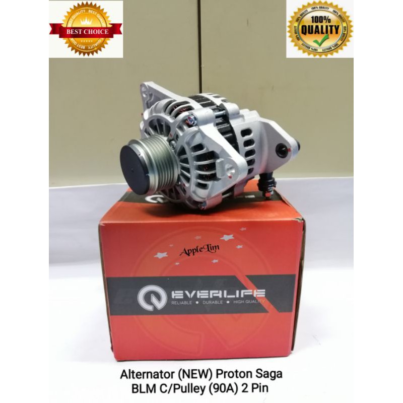 100 New Alternator For Proton Saga BLM C/Pulley (90A) 2 Pin Shopee