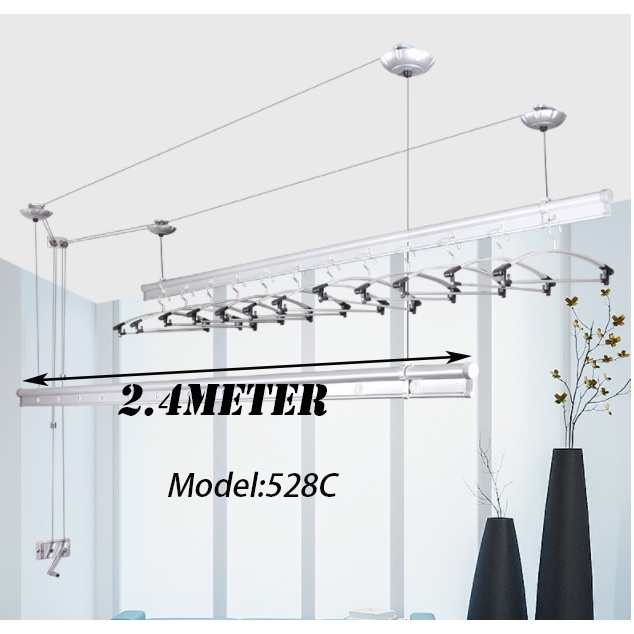 Model528C 1.5M/2M/2.4Meter Ceiling Mounted Lifting Clothes Hanger