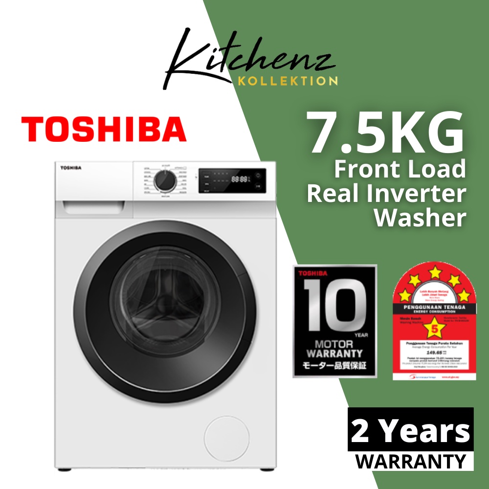 Toshiba Washing Machine 7.5KG Front Load Real Inverter Washer TW