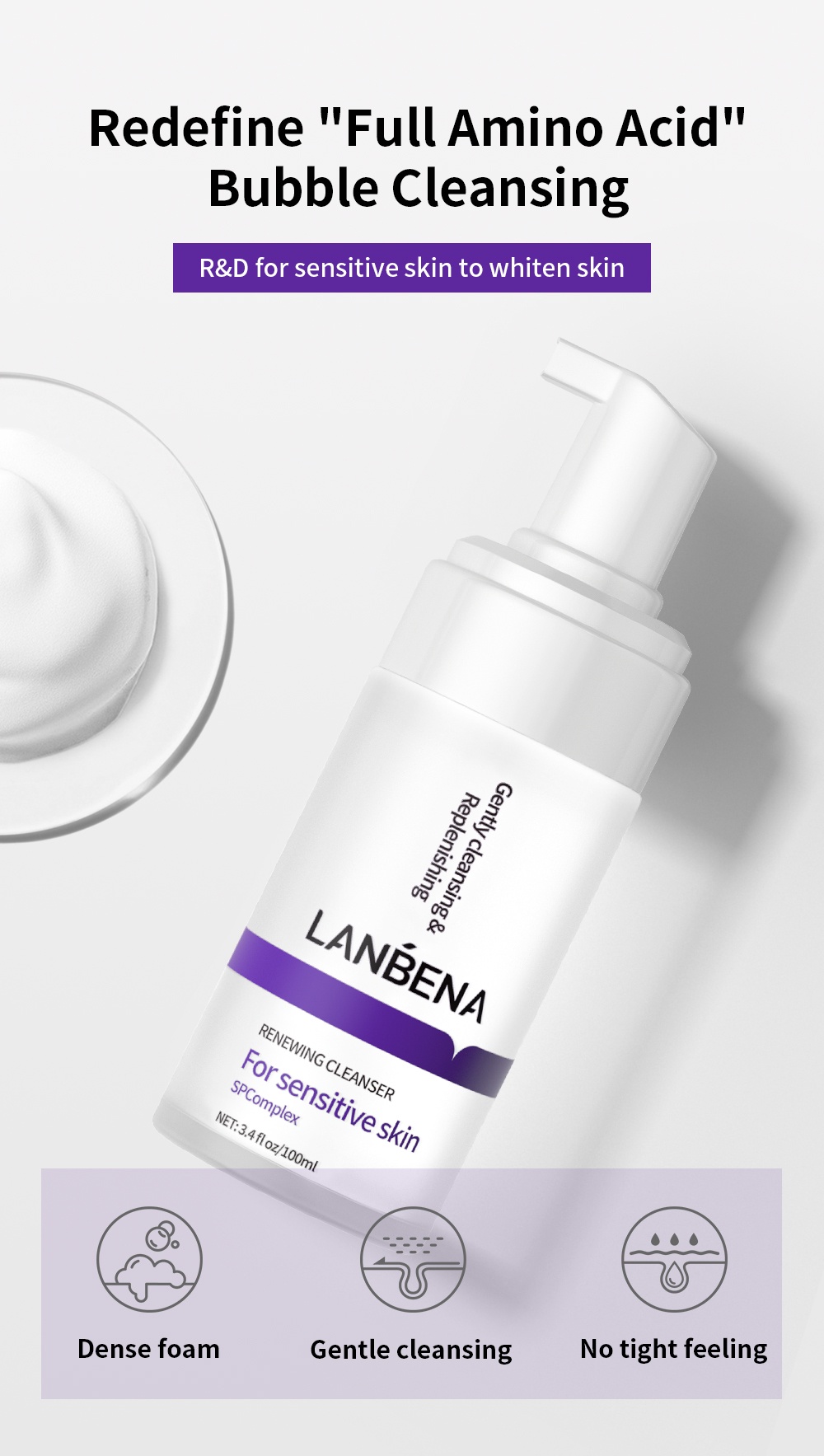 LANBENA Foaming Cleanser Retinol /Soothing/Acne /Hyaluronic/Niacinamide