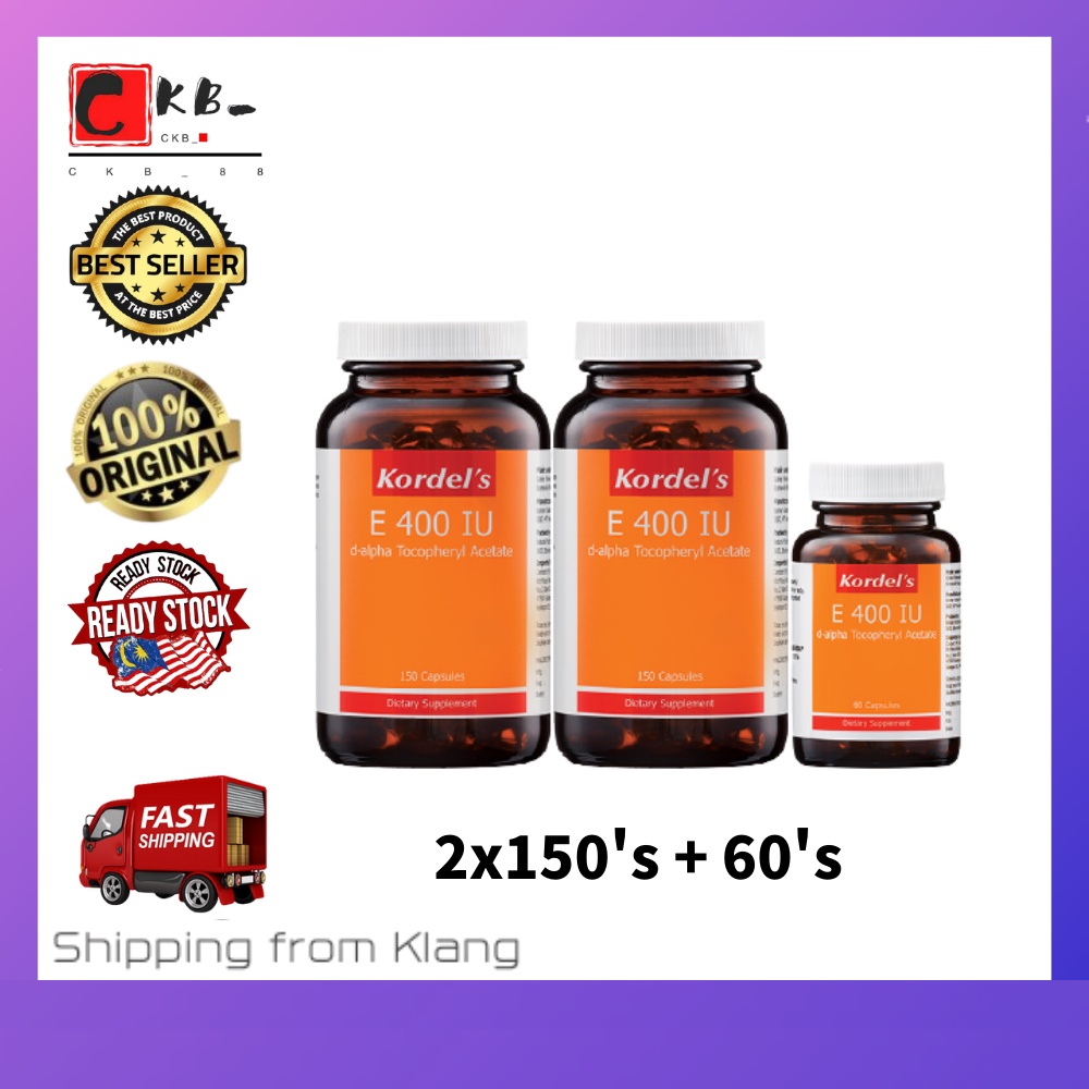🔥Ready Stock🔥Kordel's Vitamin E 400IU (2x150's + 60's) / Kordels/Kordel (B.G) Shopee Malaysia