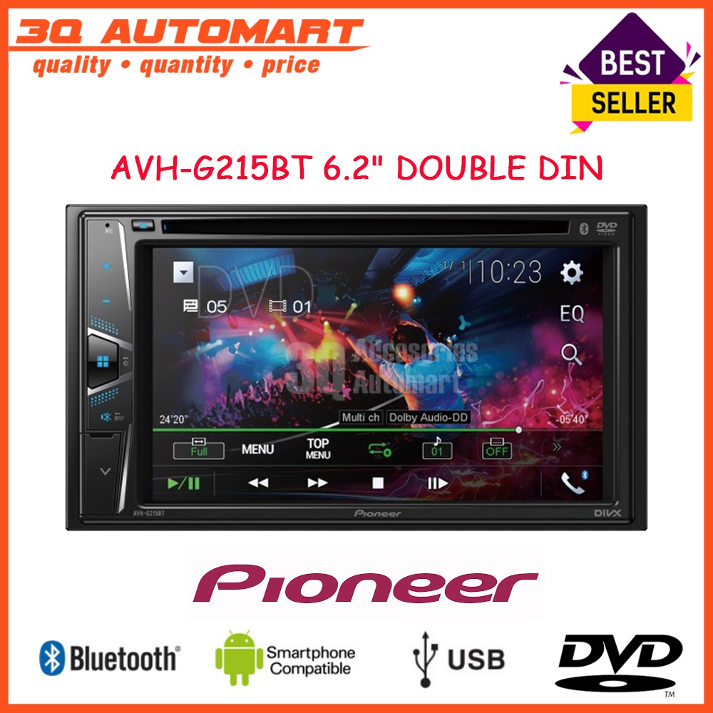 PIONEER AVHG215BT 6.2" DOUBLE DIN WVGA TOUCHSCREEN BLUETOOTH DVD MULTIMEDIA AV RECEIVER