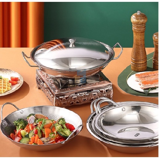 9 inch Stainless Steel Mini Wok With Welding handle/ kuali kecil