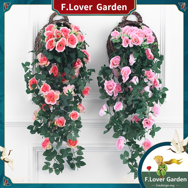 Home&Living Artificial Hanging Rose Fake Flowers Vine Plant Home Garden