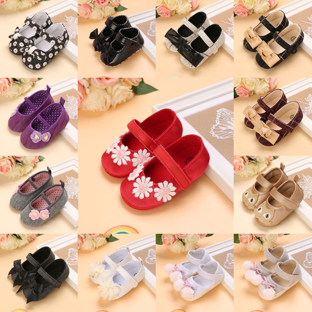 Baby Girl PU Leather Shoes For Newborn Infant Toddler Crown Bow