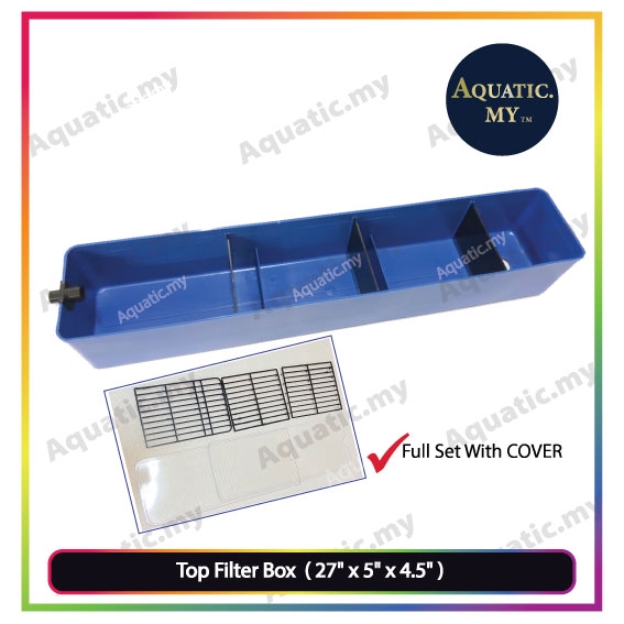 Top Filter Box Aquarium 27" x 5" x 4.5" (Blue) /Top Filter Tank/ Filter
