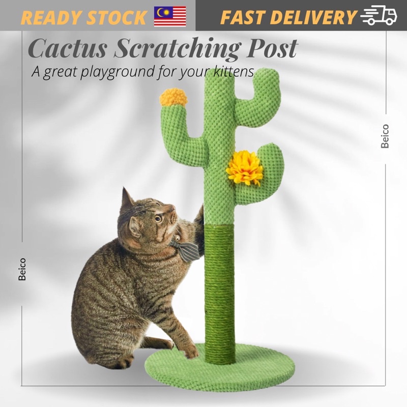Tall Cat Scratching Post Cactus Cat Scratchers for Indoor Cat Scratcher with Natural Sisal Rope