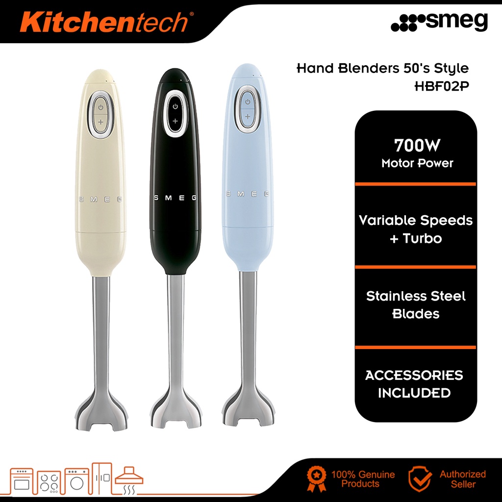 Smeg HBF02 50's Style Hand Blender with Accessories (HBF02PBEU Blue