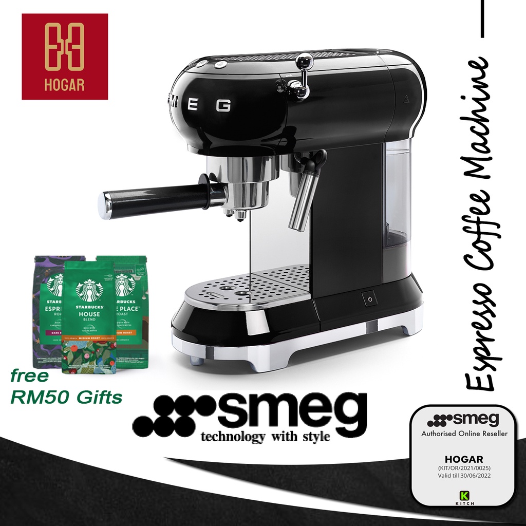 Smeg Espresso Coffee Machine ECF01 BLack Shopee Malaysia