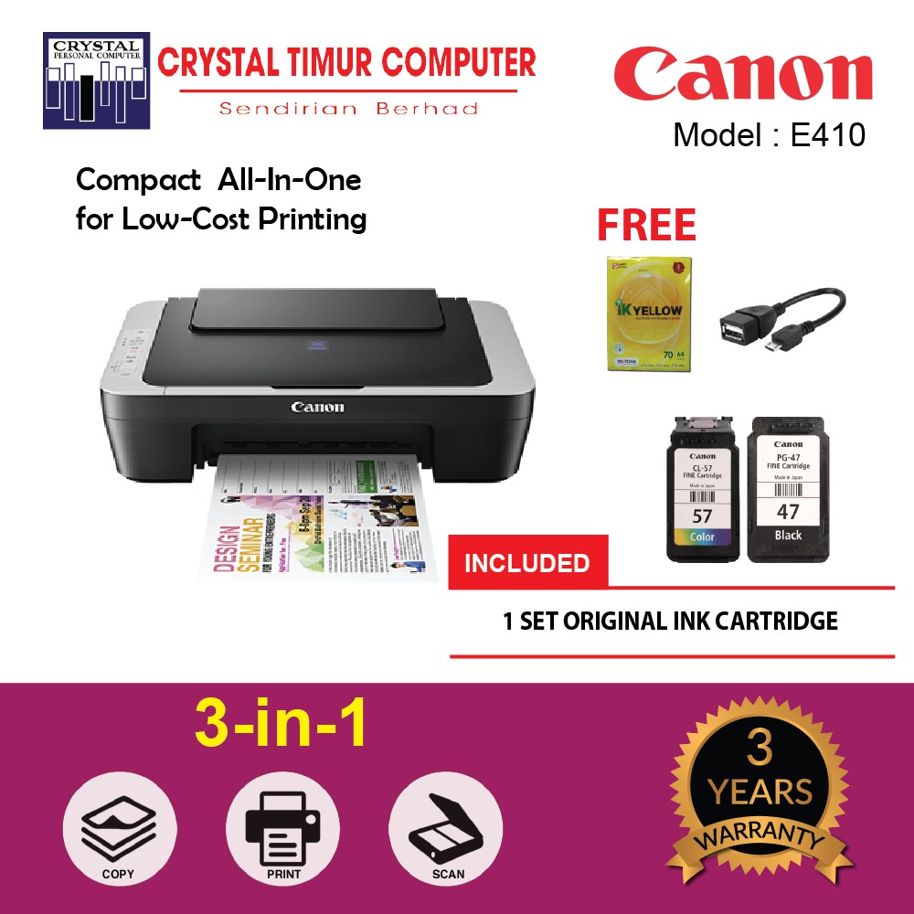 Printer CANON E410 ( Print / Scan / Copy) Shopee Malaysia