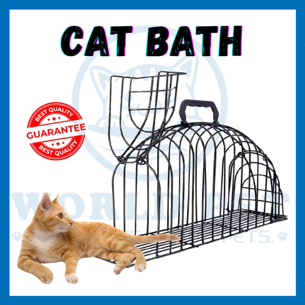 [Ready Stock] Black Steel Kitten & Cat Bath Cage Sangkar Mandi