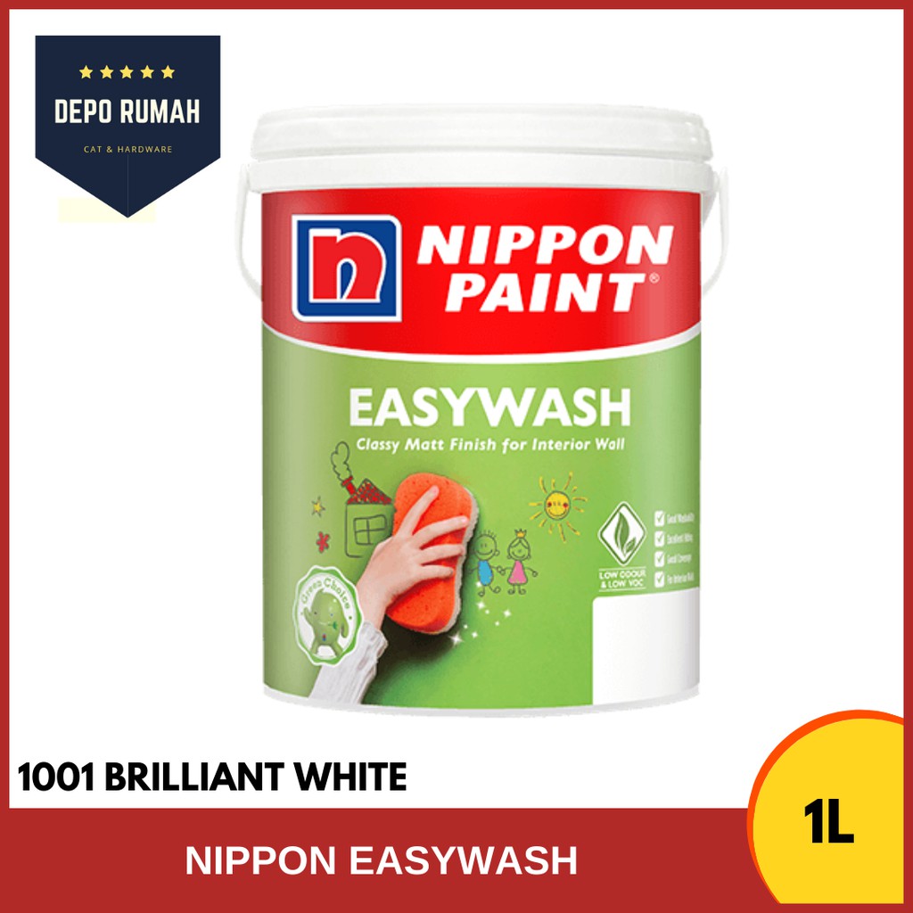1Litre Nippon Vinilex EasyWash Interior Wall Paint Matt 1L Shopee