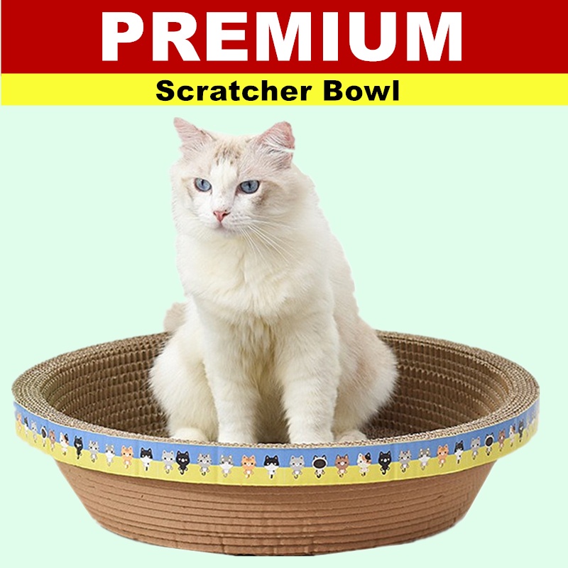 PREMIUM Cat Scratcher Cardboard Corrugated Paper Bowl Box Kucing Mainan