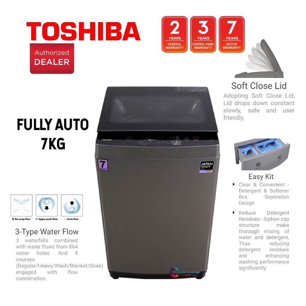 TOSHIBA 7KG FULLY AUTO WASHING MACHINE AWJ800AM(SG) Mesin Basuh Washer