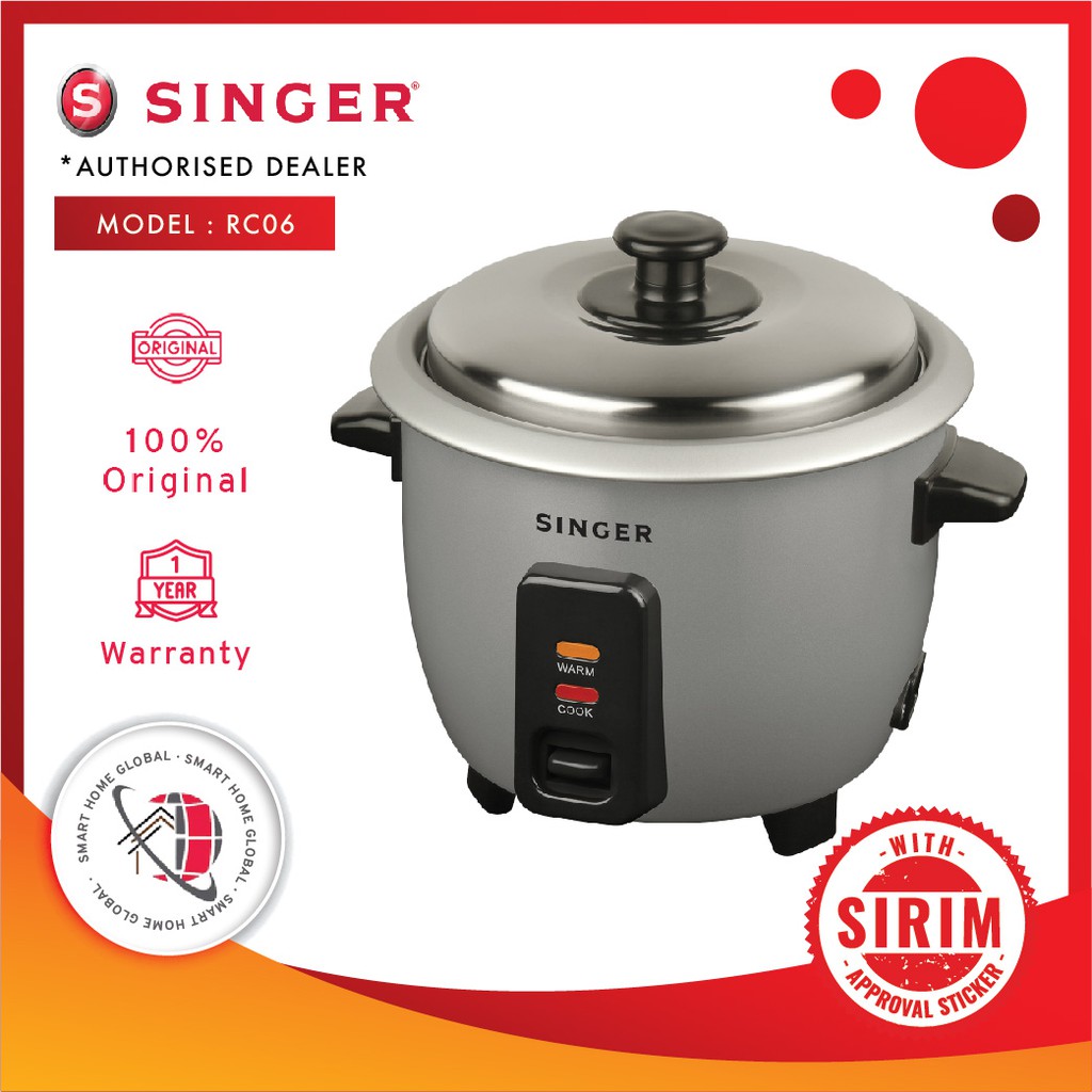 Singer RC06 0.6L Rice Cooker *Ready Stock & Bubble Wrap* Shopee Malaysia