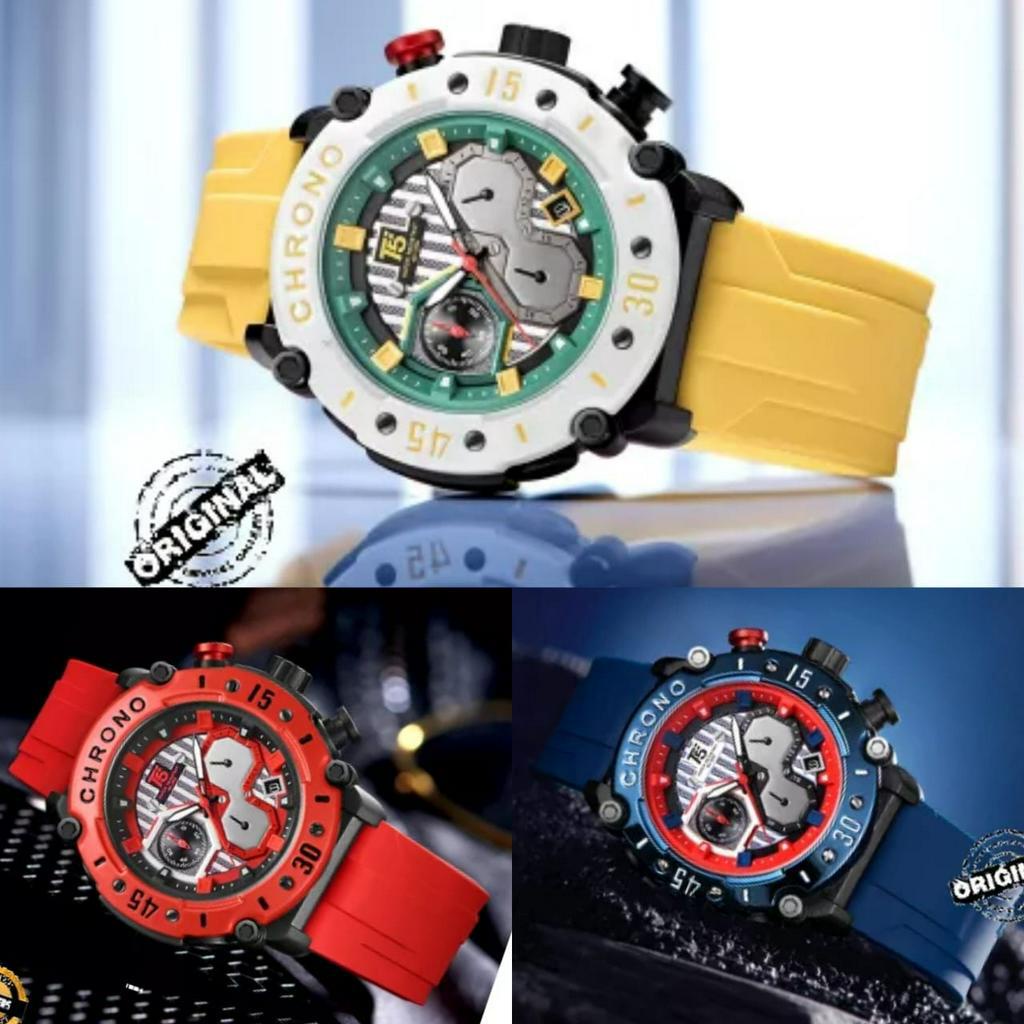 T5 Watch Original (Malaysia) TH3983G Chronograph Date RUBBER Band Sport