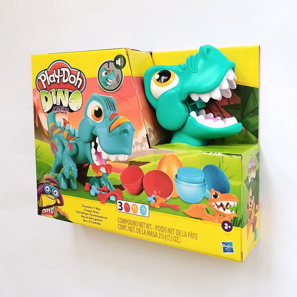 PLAYDOH DINO CREW CRUNCHIN' TREX DINOSAUR SOUNDS + 3 PLAYDOH FILLED