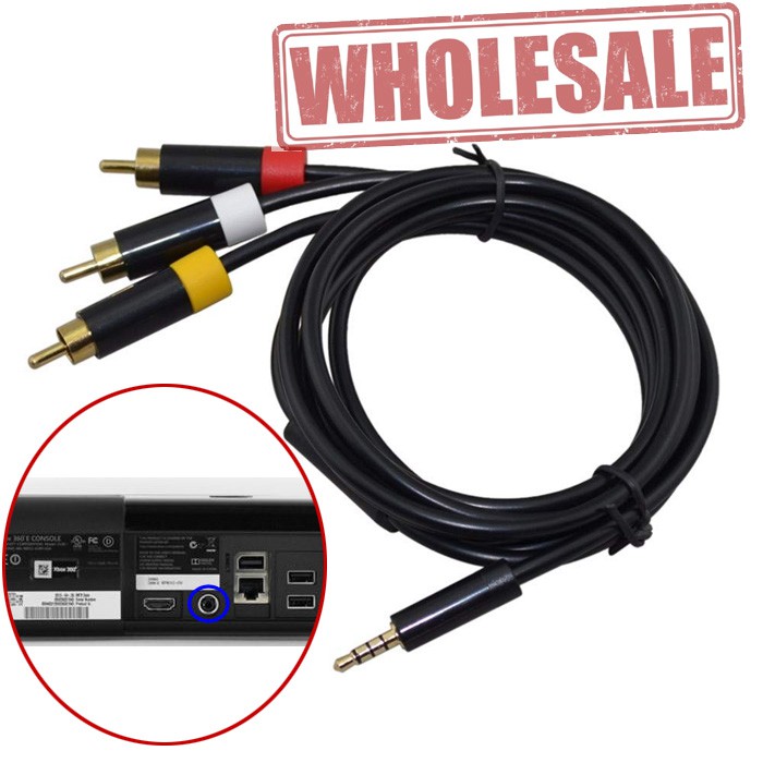 3.5mm Male to AV + L/R Video Cord Adaptor for XBox 360 E Console AV