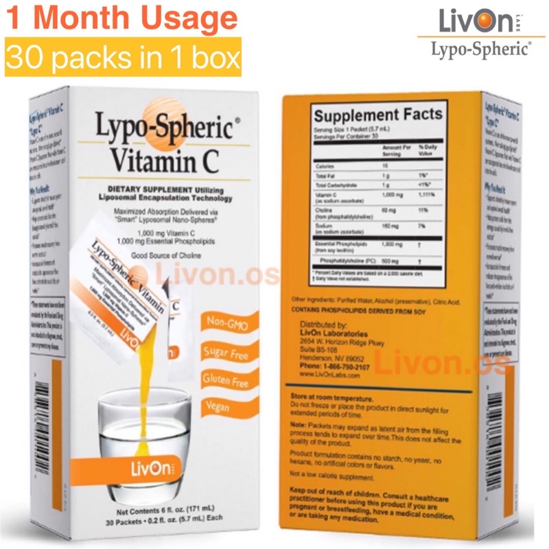 [1 Box] Livon LypoSpheric Liposomal Lipo Vitamin C 1000mg (30