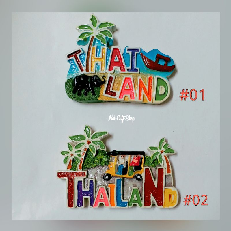 Thai Souvenirs Attached To The Refrigerator View Pattern Resin Thailand